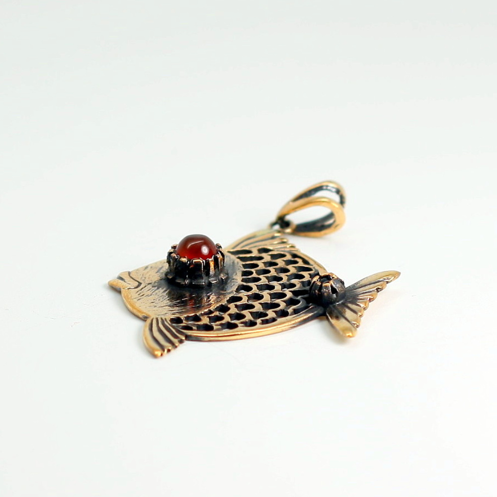 Hand made Aged copper necklace Fish